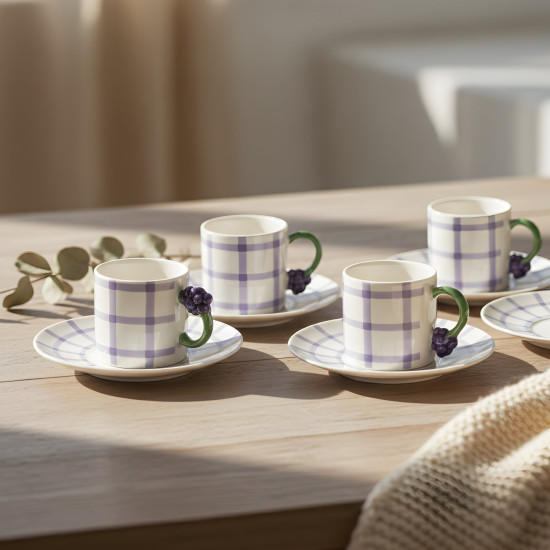 Coffee Cup and Saucer Set - 6 Pcs